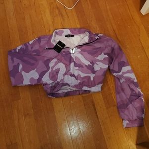 Purple camo cropped windbreaker